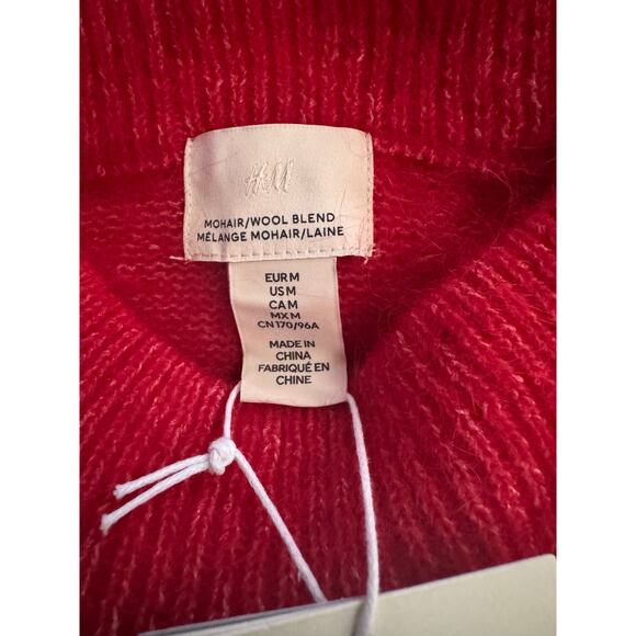 NWT H&M mohair-blend fine-knit sweater Women’s Medium Red - Picture 5 of 8